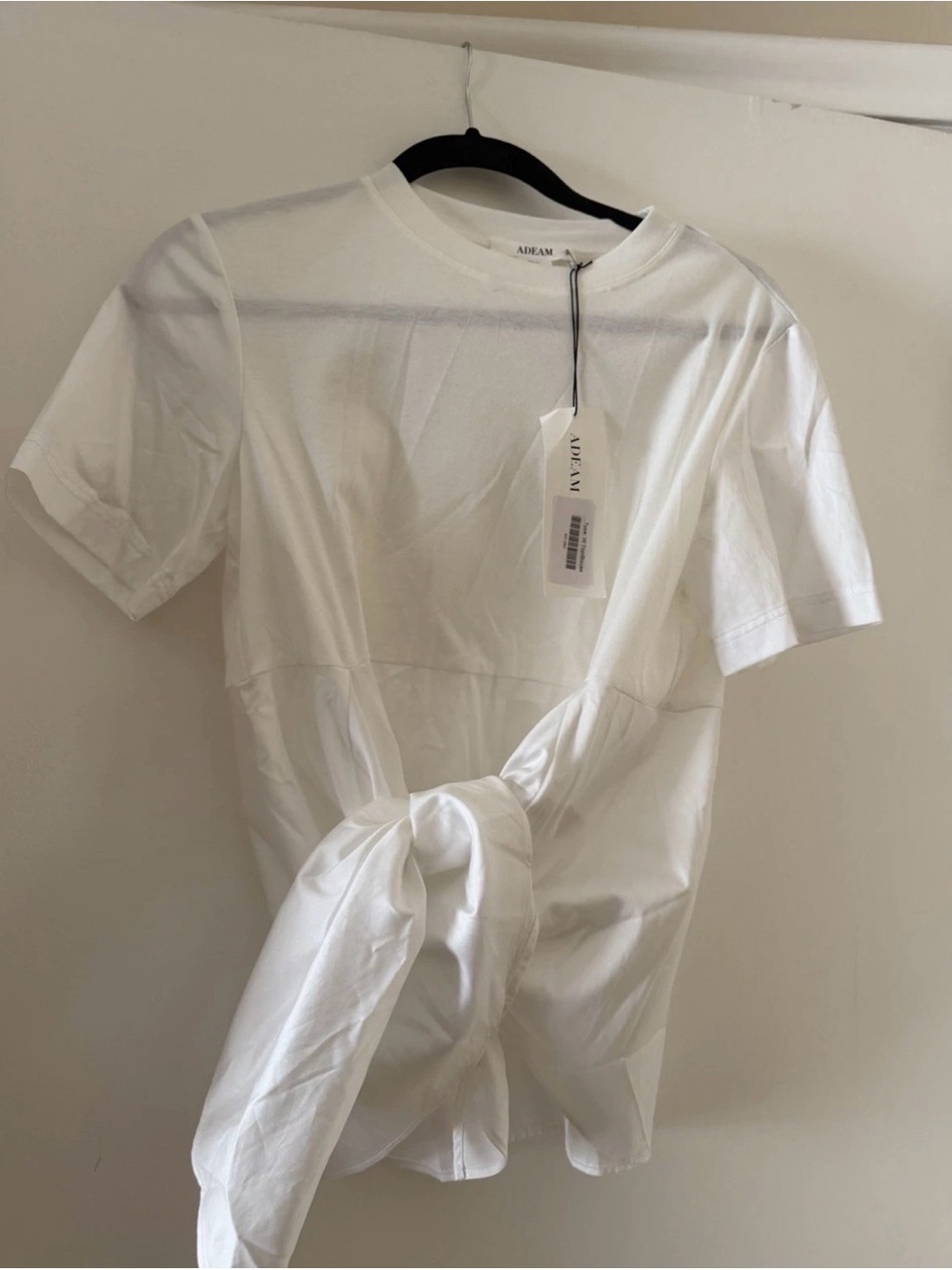 ADEAM White Short-Sleeve Knot-Front Tee